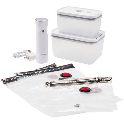 ZWILLING Fresh & Save 7-pc Vacuum Sealer Machine Starter Set, Sous Vide Bags, Meal Prep, Airtight Containers