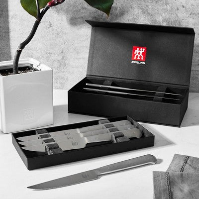 ZWILLING Porterhouse Razor-Sharp Steak Knife Set Of 8 With Black Presentation Case, Gift Set